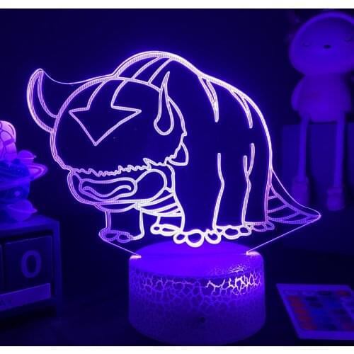Avatar The Last Airbender 3D LED Lamp Appa Figure for Kids Child Bedroom Decor Bedside Lamp Manga Gift Dropshipping