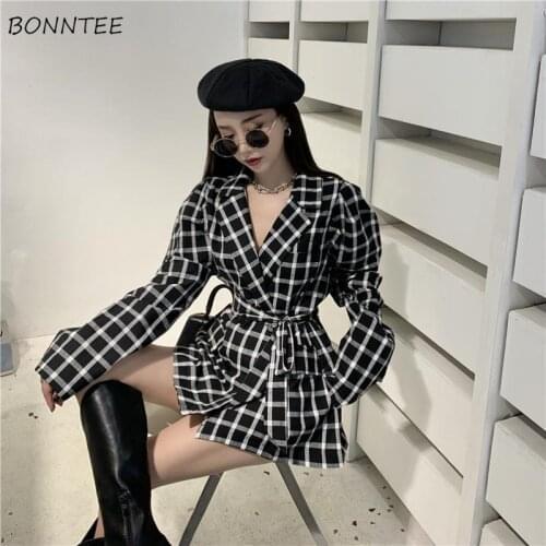 Basic Jackets Women Daily Spring Korean Style Casual Popular Pockets Fashion Plaid BF Design Slim All-match Feminino Coats Teens