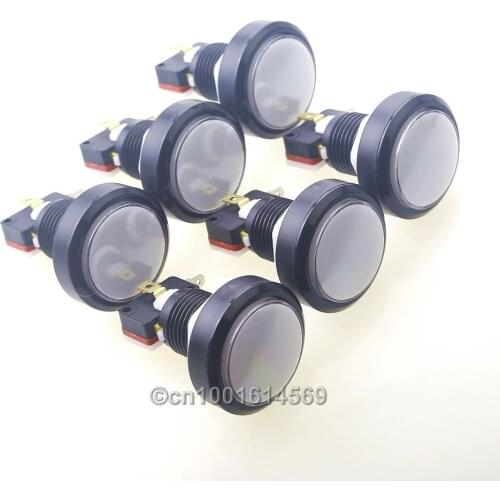 Free Shipping 6pcs 46mm 5V Arcade LED Illuminated Round Push Button With Microswitch For Arcade Game Machine Accessories - White