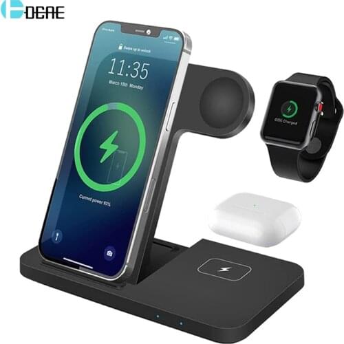 15W Qi Wireless Charger Stand for iPhone 12 11 XS XR X 8 3 in 1 Fast Charging Dock Station For Apple Watch iwatch 6 SE 5 4 3 2