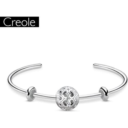 Bracelets Bangles Hearts Bead 925 Sterling Silver Fashion Jewelry For Women Europe Style Romantic Gift Fit Beads Charms