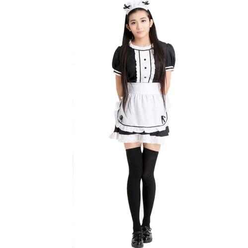 Brdwn K-ON Womens Akiyama Mio Cosplay Uniform Dress Apron Dress French Maid Meidofuku Costume