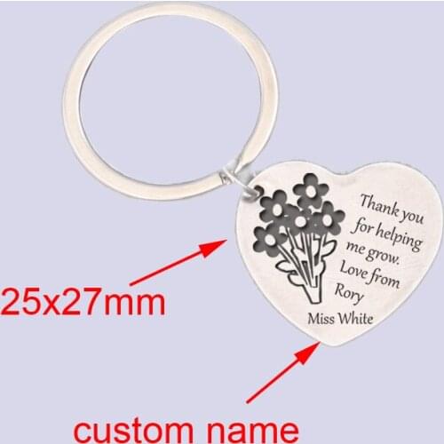Stainless Steel Custom Name Heart-shaped Keychain Couple Gift Fashion Creative Carving: Thank You For Helping Me Grow