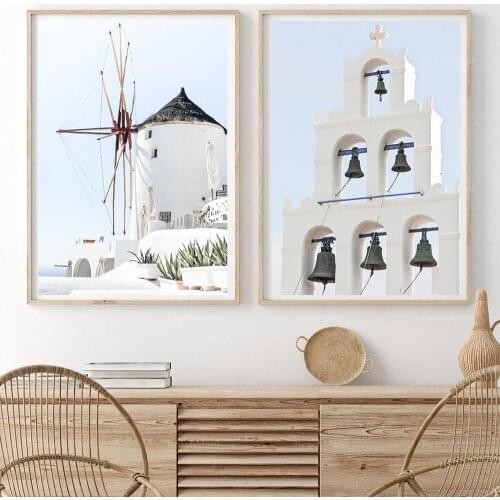 Digital prints Santorini Greek Island | Greece | Flowers |modern wall art|Greek Architecture | bells| windmill