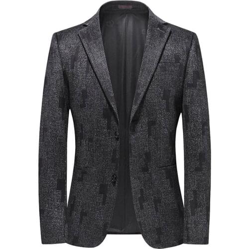 Formal Men Blazer Business Casual Suit Jacket Knitted Elastic Daily Life Fashion Stage Costume Party Prom Banquet Slim No Iron