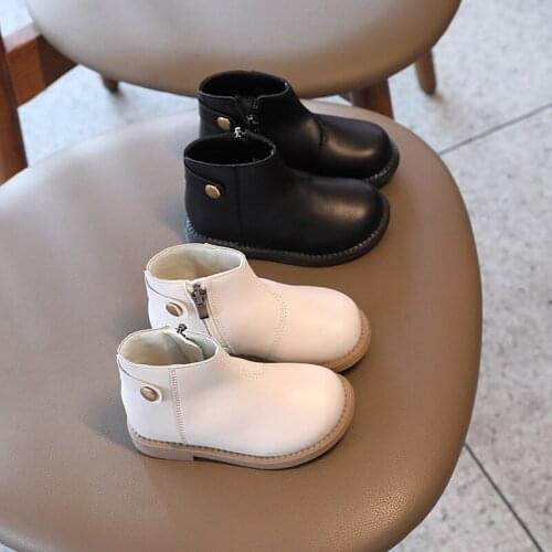 Spring Autum Kids Girl Ankle Boots PU Leather Waterproof Childrens Martin Boots Solid Color Little Girl Princess Boot Shoes