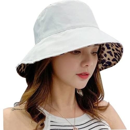 Double Leopard print Pattern Bucket Hat Women Summer Cotton Breathable Leisure Bob Caps Outdoor Sports Casual Dome Panama Cap