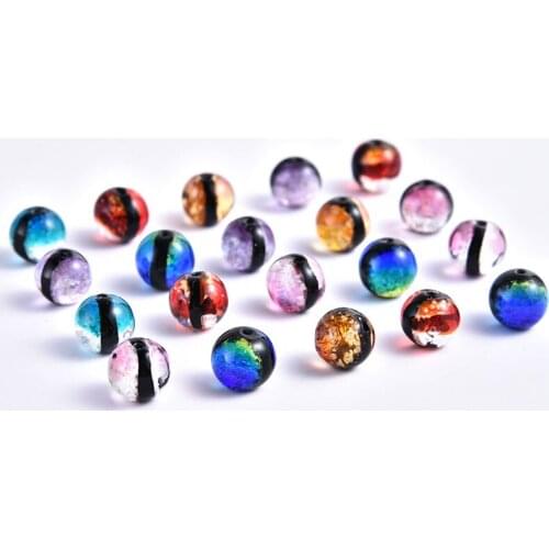 Double-sided luminous starry sky colored dotted glass beads loose beads DIY handmade jewelry accessories