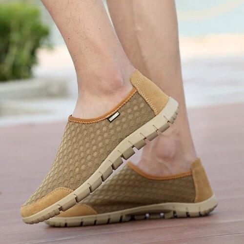 Breathable Man Flat Loafer Moccasins Male Walking Driving Shoes Summer Mesh Mens Running Shoes Outdoor Sport Sneakers Footwear