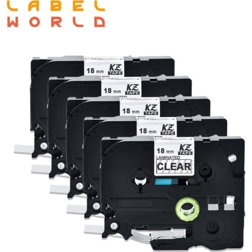 Label World TZe-141 label tape Black on clear label ribbon Compatible for brother P-TOUCH label printer 18mm tze ribbon 5 PACK