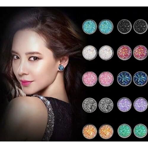 European and American fashion seven color round earrings combination card 6 pairs of womens earrings color earrings set