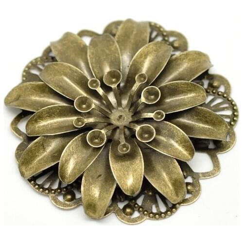 DoreenBeads Antique Bronze Filigree Flower Embellishment Findings 4.8cm(1-7/8"), sold per lot of 10 (B17638), yiwu