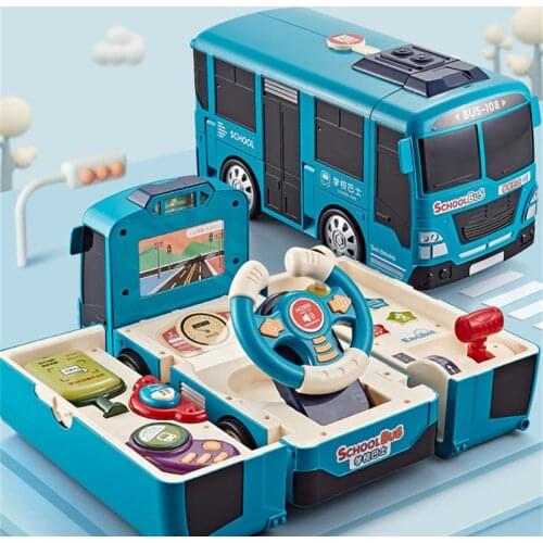 2021 Childrens deformed bus toy simulation steering wheel learning puzzle development education Montessori toy car holiday gift