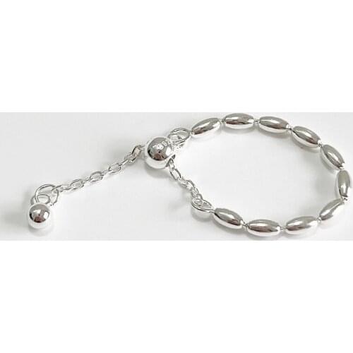 Sterling Silver 925 Minimalist Olive Bead Ring Gifts For Women Aesthetic Party Adjustable Rings Trend Fine Accessories Jewellery