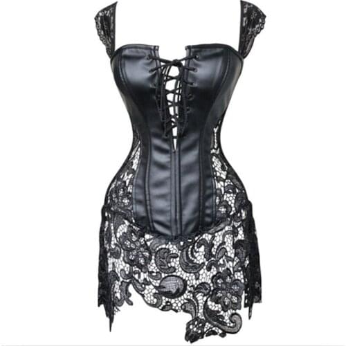 Lace Corset Steampunk Leather Corset Waist Trainer Corsets and Bustiers Zipper Body Shaper Gothic Bustier Sexy Corsets Lace Up