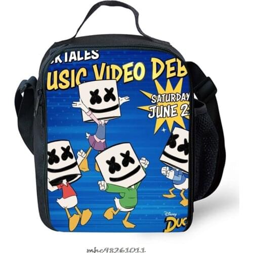 Marshmello Print Portable Insulated Lunch Bags For Students Boy Children Thermal Food Lunch Bag Box For School