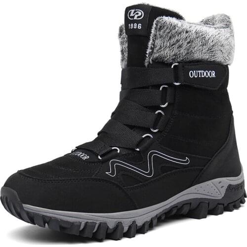 Leather Men Boots Winter with Fur Super Warm Snow Boots Men Winter Work Casual Shoes Sneakers Military Combat Ankle Boots Female
