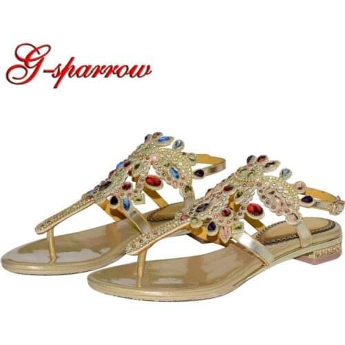 2018 Newest European and American Diamond Flip Flop Flat Shoes Roman Sandals Bohemian Sandal Fashion Girl Beach Shoes Colorful