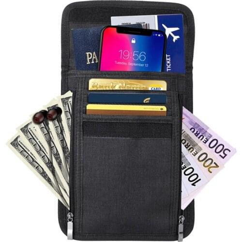 15PCS / LOT RFID Blocking Passport Cover Travel Wallet Document Holder Passport Shoulder bag Mobile Phone Bag
