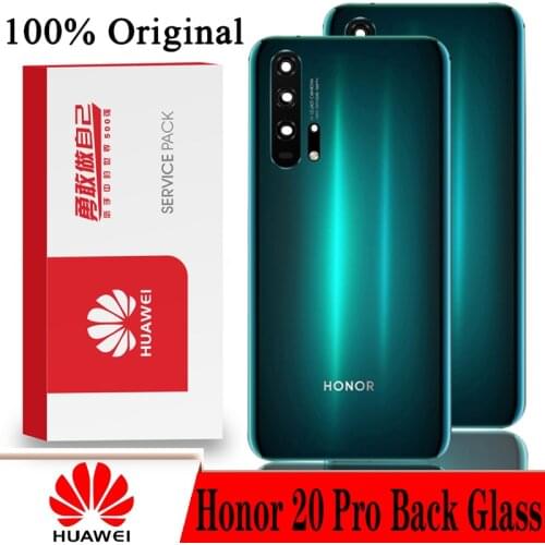 Original Back Cover for HUAWEI Honor 20 Pro Tempered Glass Spare Parts Back Battery Door Housing with Camera Frame Repair Parts