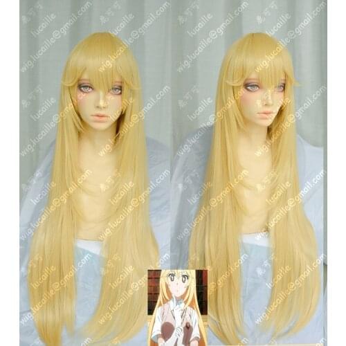 Anime Toaru Majutsu no Index Shokuhou Misaki Cosplay Wigs 90cm Long Golden Heat Resistant Synthetic Hair Perucas Wig + Wig Cap