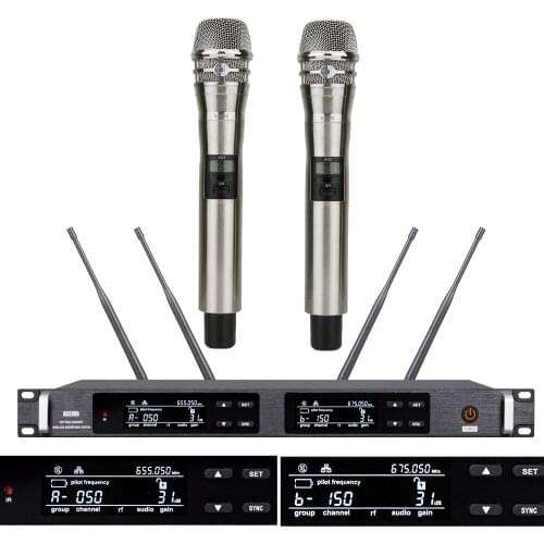 Pro AD2 300 Channel Digital Wireless Microphone Karaoke System KSM8 SKM9000 Handheld True Diversity Stage Concert Mics 4 Antenna