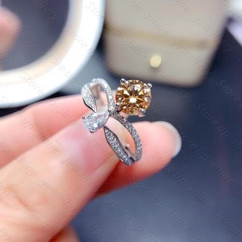 Luxurious and shiny Moissan diamond ring 925 silver One mind One meaning style ring a romantic gift for wife