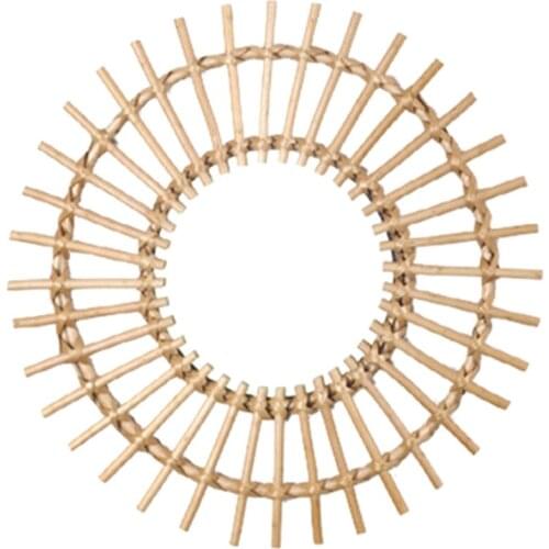 Rattan Innovative Art Decoration Round Makeup Mirror Dressing Bathroom Wall Hang