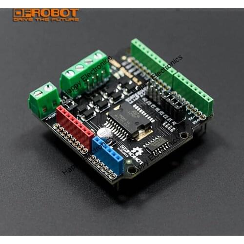 DFRobot 2x2A Motor Driver Shield, L298P Dual way 2A DC 3.8~35V Support PWM & PLL advance speed control for Arduino Uno R3 / Mega