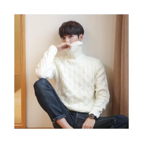 5XL Men Turtleneck Sweater Thick Knitted Pullover Winter Sweater Male High Turtle Neck Plus Size Mens Coats Black White Red 4XL