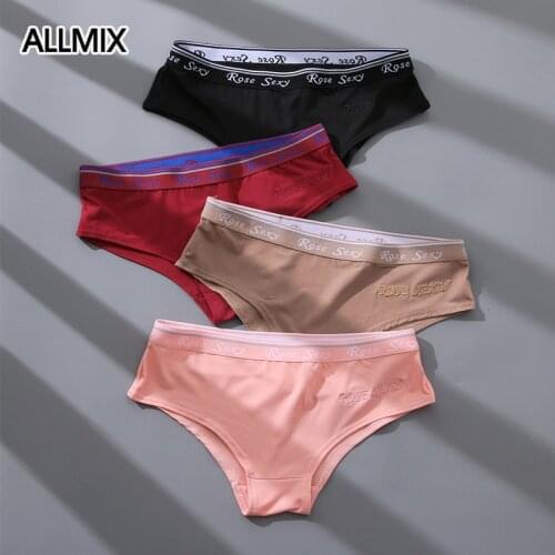 ALLMIX M-XL Sexy Womens Cotton Panties Underwear Seamless Letter Briefs Low Rise Female Sport Panty Comfort Lady Lingerie Tanga