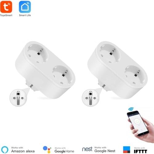 Tuya Smart Life 2 In1 EU WiFi Socket 16A Standard Power Monitoring Remote Control Smart Outlet Work with Google Home and Alexa