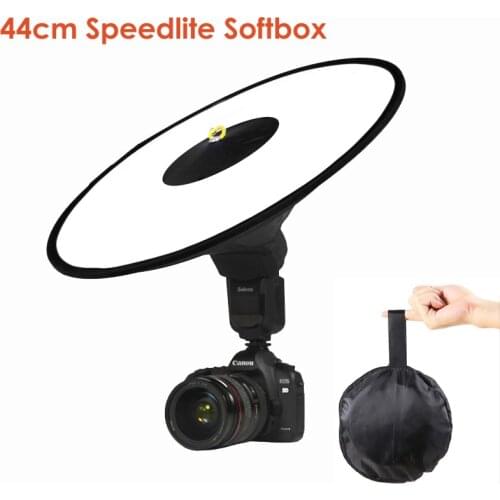 Universal 44cm Easy-Fold Round Flash Speedlite Diffuser Camera Softbox Reflector for Canon Nikon Sony Camera DSLR Macro Shooting