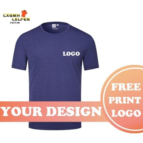 5-color shirt custom LOGO nylon cold round neck short sleeve sports casual unisex printing DIY brand text