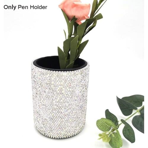 Display Stand Comb Brushes Cosmetic Bling Rhinestone Round Square Pen Holder School Desk Organizer Gift Portable Multifunctional