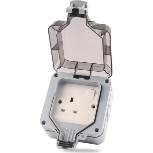 IP66 Weatherproof Waterproof Outdoor White Wall Power Socket 13A UK Standard Outlet Grounded For Workshop Home Garden AC 250V