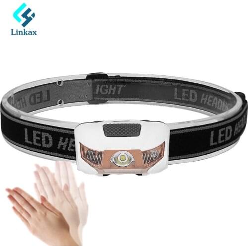 Waterproof Mini LED Headlamp Body Motion Sensor Headlight Camping Flashlight Head Light Torch Lamp BY 2*AAA battery