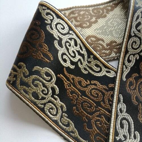 8cm Quality A Thick Brown Glossy Costume Curtain National Jacquard Ribbon Garment Woven Webbing Moire Triangle Cloud Mercerizing