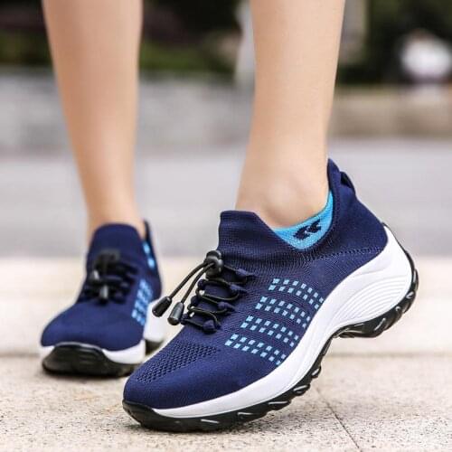 Oversize Platform Slip on Women Sport Sneakers Socks Womens Sports Shoes Running Femme Blue Knit Basket Femmes Krasivovki E-581