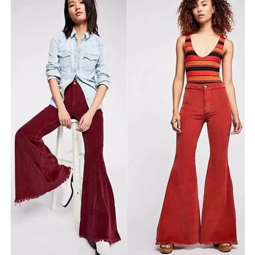 2021 Spring and Autumn Corduroy High Waist Pants High Street Fashion Retro Aesthetics Flared Pants High Waist Retro Casual Pants