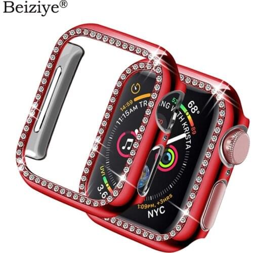 Women Diamond Watch Case For Apple Watch 38mm 42mm Series 3 2 1 Bling PC Protective Frame For Apple Watch 40mm 44mm Cover Case