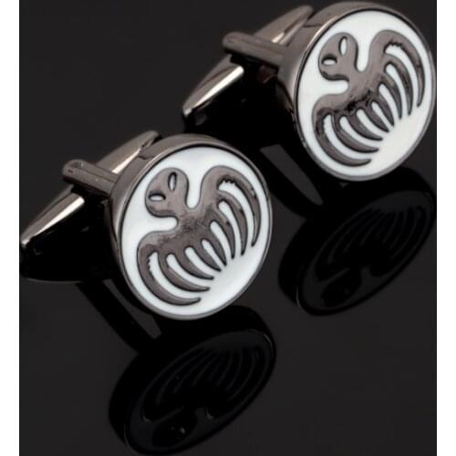 007 James Bond Spectre Logo Cufflinks Black and White Enamel Men octopus Wedding Party Cuff Links Movie Jewelry