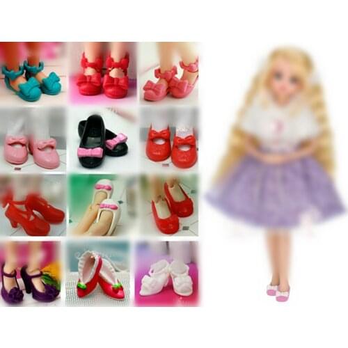 1/6 High Heel Shoes For Dolls For Licca Momoko Doll Blyth doll Shoes Fashion Plastic Shoes For Girls Dolls White Red Shoes