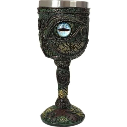 1 Piece Dragon Eyes Goblet Mugs Cool Tea Wine Coffee Cups Resin Stainless Steel Drinkware Coffeeware