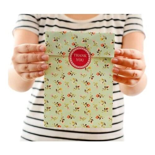 1pcs sugar poem beauty wrapping paper bag blue flower sea gift storage bag 4 pieces into +6 sealing stickers