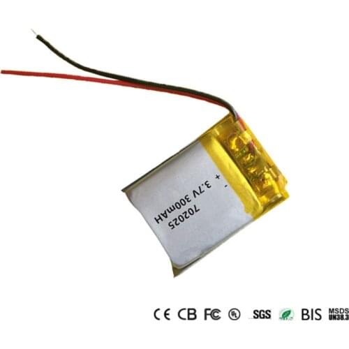 10pcs 3.7V 300mAh 702025 072025 PLIB Polymer lithium ion / Li-ion battery for dvr,power bank,mp4;mp3,mp5 GPS wireless mouse