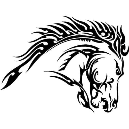 16.1cm*12.1cm Animal Tribal Tattoo Horse Stallion Vinyl Car Sticker Decor Decal Black/Silver Accessories S6-2819