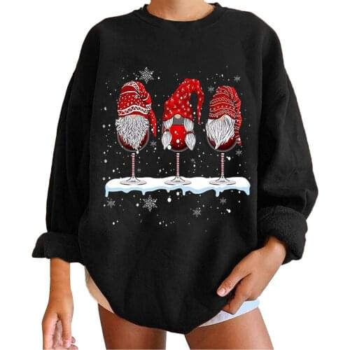 2021 Christmas Sweatshirts Korean Santa Claus Printed Pullover Streetwear Comfy Long Sleeve Hoodie Tops Harajuku Female Clothing