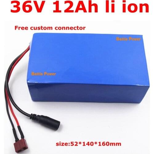 36v 12ah lithium 10ah li-ion battery pack 18650 cell with BMS for 36v 350w motor electric bike scooter sightseeing cart +Charger