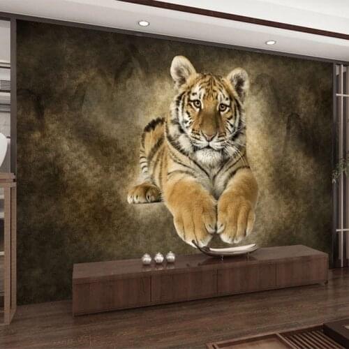 Custom Photo Wallpaper 3D Retro Tiger Animal Murals Living Room TV Bedroom Classic Home Decor Wall Painting Papel De Parede 3 D